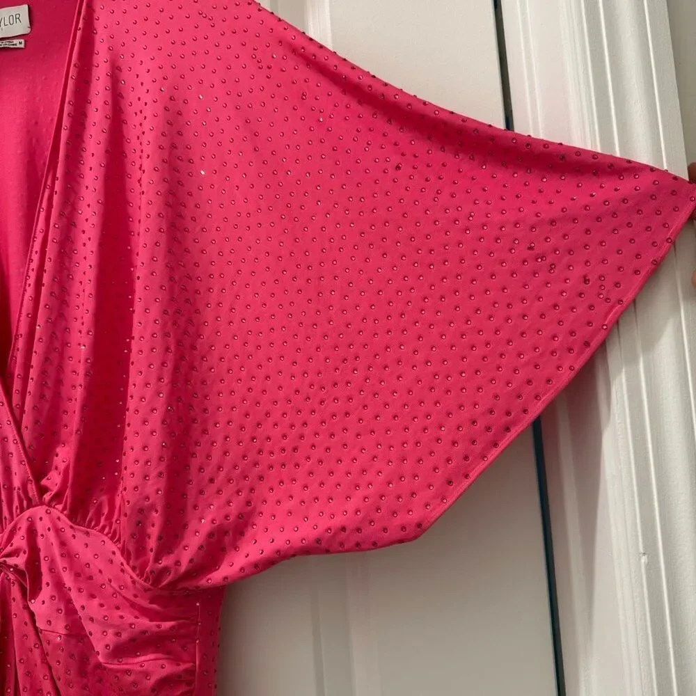 Saylor Rosemarie Rhinestone Mini Dress in Hot Pink Size M